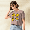 Cowboy Bebop Ed Smiley Emoji Crop Top | Anime Graphic Y2K Aesthetic Crop Tee - bestshirtz