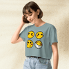 Cowboy Bebop Ed Smiley Emoji Crop Top | Anime Graphic Y2K Aesthetic Crop Tee - bestshirtz