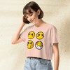 Cowboy Bebop Ed Smiley Emoji Crop Top | Anime Graphic Y2K Aesthetic Crop Tee - bestshirtz