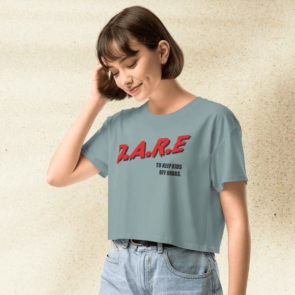 DARE Crop Top | D.A.R.E To Keep Kids Off Drugs Retro 90s Shirt | Vintage Anti Drug Graphic Tee - BestShirtz