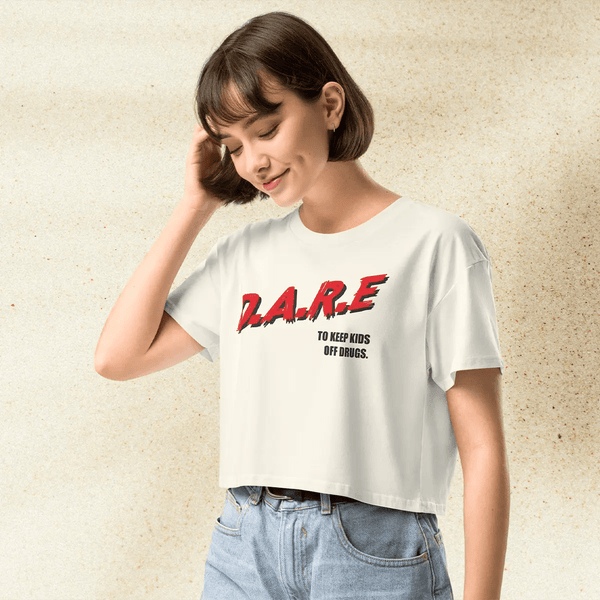 DARE Crop Top | D.A.R.E To Keep Kids Off Drugs Retro 90s Shirt | Vintage Anti Drug Graphic Tee - BestShirtz