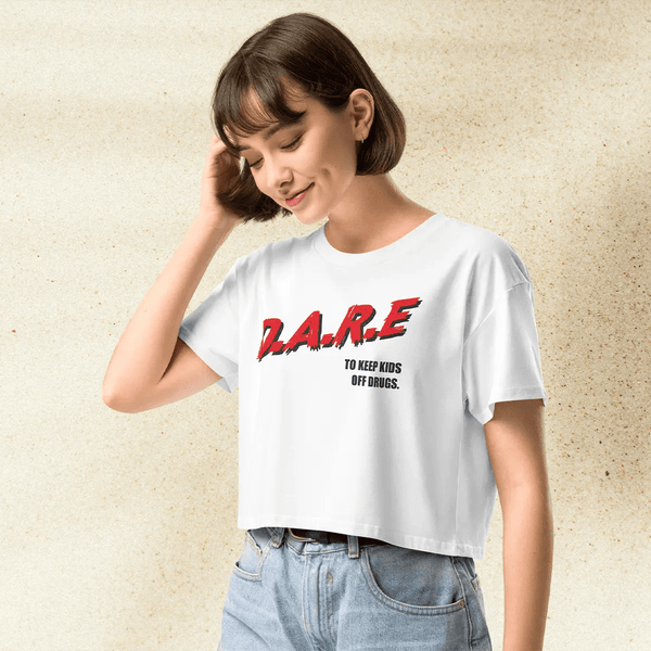 DARE Crop Top | D.A.R.E To Keep Kids Off Drugs Retro 90s Shirt | Vintage Anti Drug Graphic Tee - BestShirtz