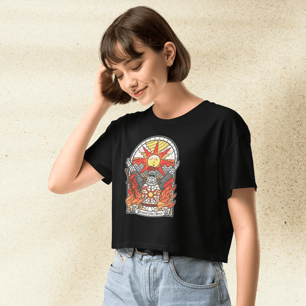 Dark Souls Praise The Sun Crop Top | Gamer Girl Graphic Y2K Aesthetic Crop Tee - bestshirtz