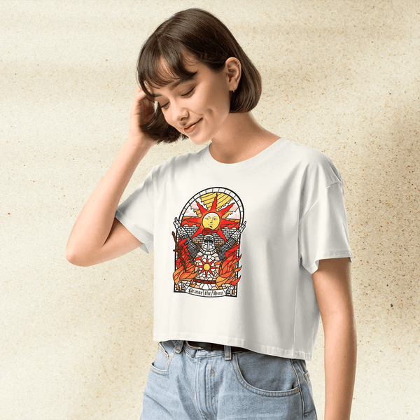 Dark Souls Praise The Sun Crop Top | Gamer Girl Graphic Y2K Aesthetic Crop Tee - bestshirtz