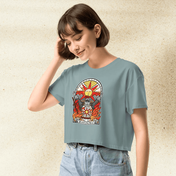 Dark Souls Praise The Sun Crop Top | Gamer Girl Graphic Y2K Aesthetic Crop Tee - bestshirtz