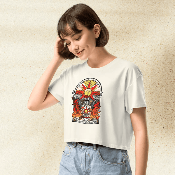 Dark Souls Praise The Sun Crop Top | Gamer Girl Graphic Y2K Aesthetic Crop Tee - bestshirtz