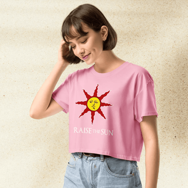 Dark Souls Crop Top | Praise The Sun Gamer Girl Crop Tee Aesthetic Geek Gift - bestshirtz