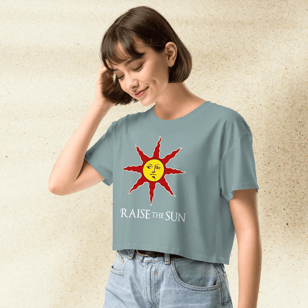 Dark Souls Crop Top | Praise The Sun Gamer Girl Crop Tee Aesthetic Geek Gift - bestshirtz