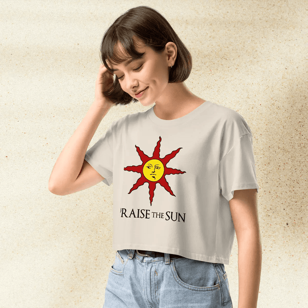 Dark Souls Crop Top | Praise The Sun Gamer Girl Crop Tee Aesthetic Geek Gift - bestshirtz