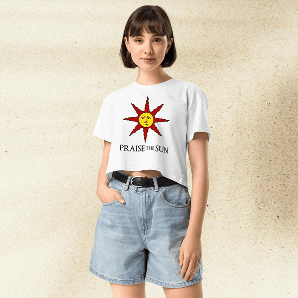 Dark Souls Crop Top | Praise The Sun Gamer Girl Crop Tee Aesthetic Geek Gift - bestshirtz
