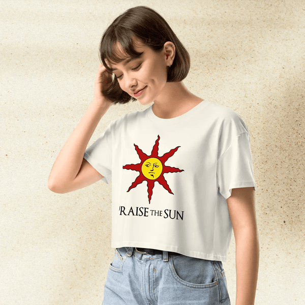 Dark Souls Crop Top | Praise The Sun Gamer Girl Crop Tee Aesthetic Geek Gift - bestshirtz