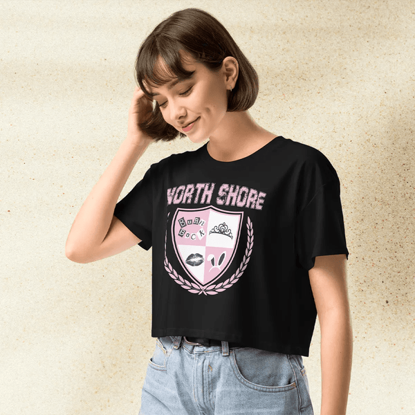Mean Girls North Shore Crop Top | Y2K Graphic Tee | 2000s Teen Movie Shirt for Women | Pop Culture Aesthetic Outfit - BestShirtz