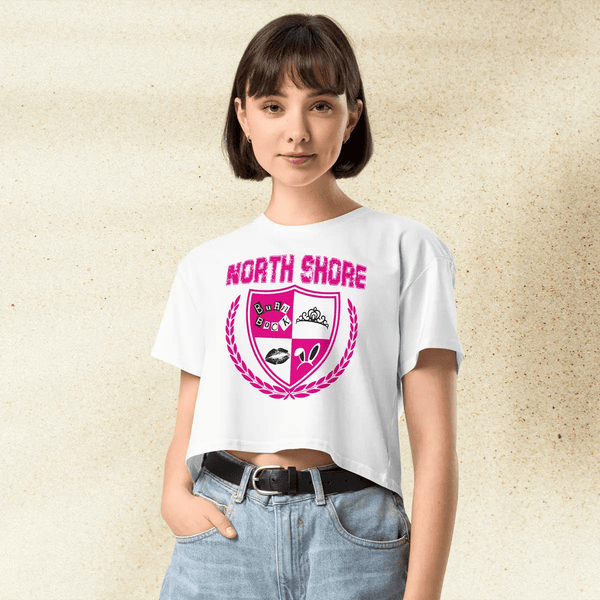 Mean Girls North Shore Crop Top | Y2K Graphic Tee | 2000s Teen Movie Shirt for Women | Pop Culture Aesthetic Outfit - BestShirtz