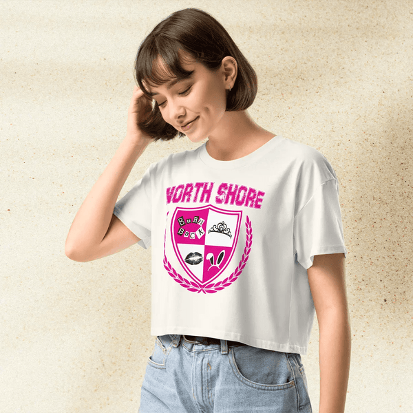 Mean Girls North Shore Crop Top | Y2K Graphic Tee | 2000s Teen Movie Shirt for Women | Pop Culture Aesthetic Outfit - BestShirtz