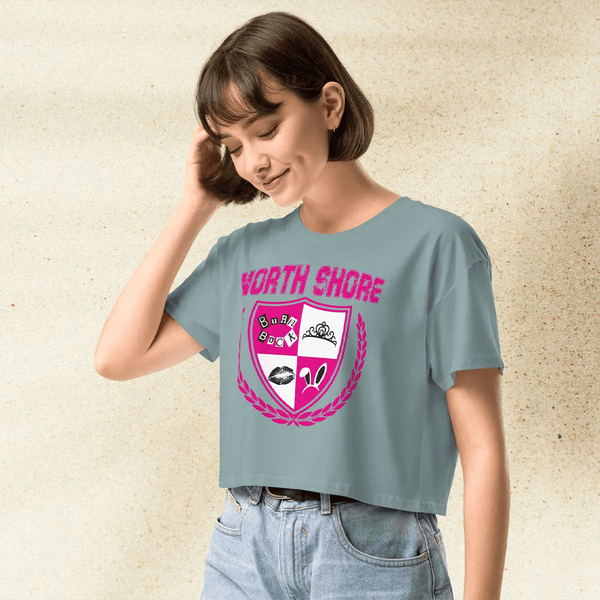 Mean Girls North Shore Crop Top | Y2K Graphic Tee | 2000s Teen Movie Shirt for Women | Pop Culture Aesthetic Outfit - BestShirtz
