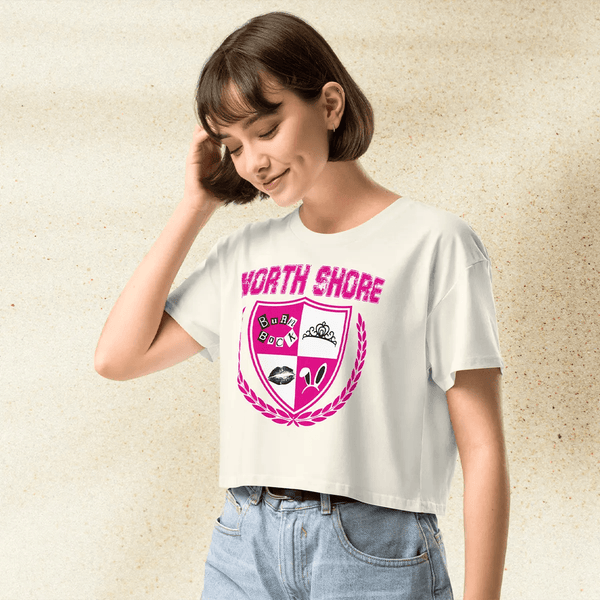 Mean Girls North Shore Crop Top | Y2K Graphic Tee | 2000s Teen Movie Shirt for Women | Pop Culture Aesthetic Outfit - BestShirtz