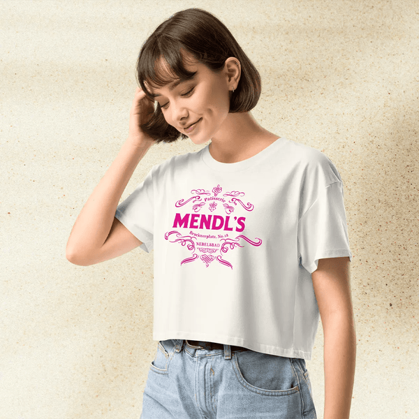 The Grand Budapest Hotel Mendel's Patisserie Crop Top | Wes Anderson Aesthetic Shirt | Pastel Movie Merch for Women - BestShirtz