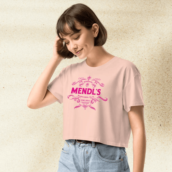 The Grand Budapest Hotel Mendel's Patisserie Crop Top | Wes Anderson Aesthetic Shirt | Pastel Movie Merch for Women - BestShirtz