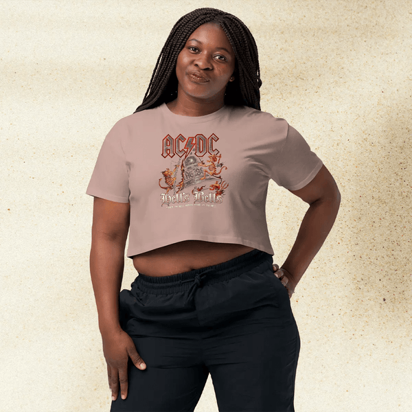 AC/DC Hells Bells Crop Top | Vintage Rock Band Shirt | Classic Hard Rock Graphic Tee for Women - BestShirtz