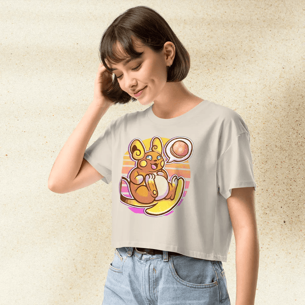Pokemon Raichu Crop Top | Pichu Pikachu Raichu Anime Graphic Aesthetic Crop Tee - BestShirtz
