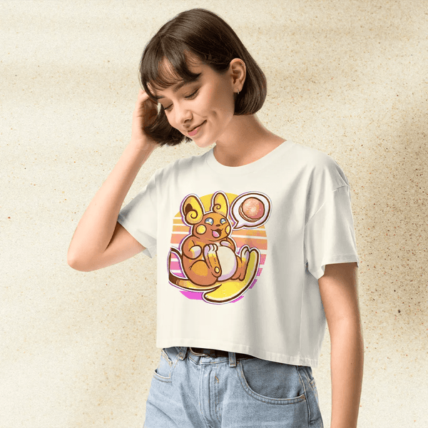 Pokemon Raichu Crop Top | Pichu Pikachu Raichu Anime Graphic Aesthetic Crop Tee - BestShirtz
