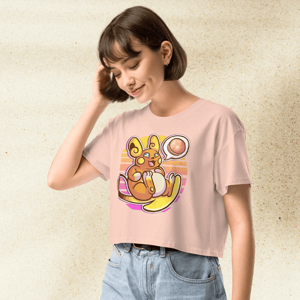 Pokemon Raichu Crop Top | Pichu Pikachu Raichu Anime Graphic Aesthetic Crop Tee - BestShirtz
