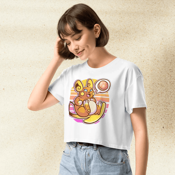 Pokemon Raichu Crop Top | Pichu Pikachu Raichu Anime Graphic Aesthetic Crop Tee - BestShirtz