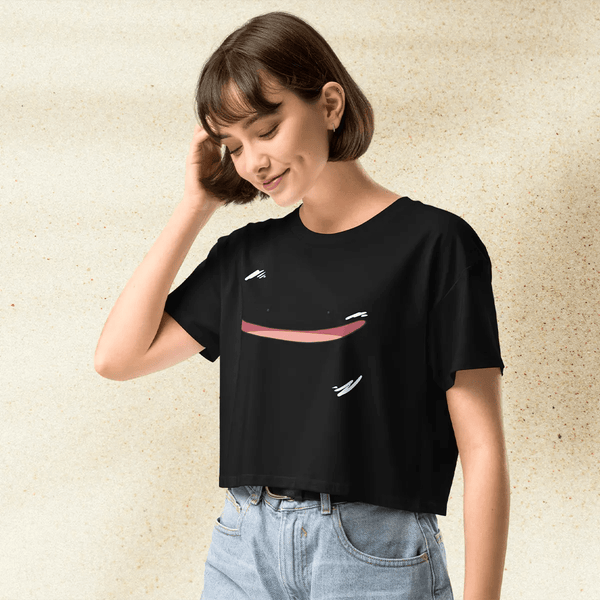 Pokemon Ditto Smile Crop Top | Cute Kawaii Ditto Face Anime Crop Tee | Y2K Pokemon Shirt - BestShirtz