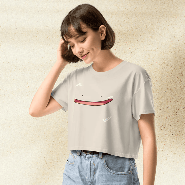 Pokemon Ditto Smile Crop Top | Cute Kawaii Ditto Face Anime Crop Tee | Y2K Pokemon Shirt - BestShirtz