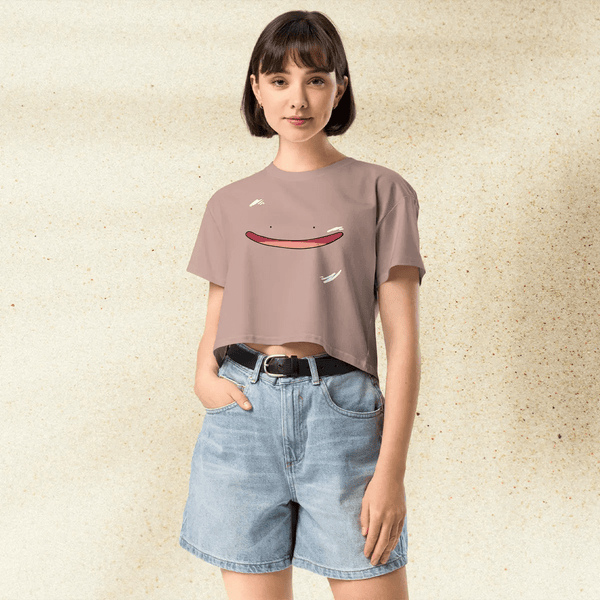 Pokemon Ditto Smile Crop Top | Cute Kawaii Ditto Face Anime Crop Tee | Y2K Pokemon Shirt - BestShirtz