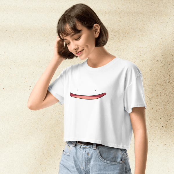 Pokemon Ditto Smile Crop Top | Cute Kawaii Ditto Face Anime Crop Tee | Y2K Pokemon Shirt - BestShirtz