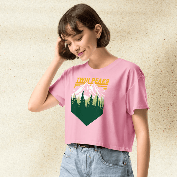 Twin Peaks Mountain Logo Crop Top | Retro 90s TV Series Shirt | David Lynch Aesthetic Graphic Tee - BestShirtz