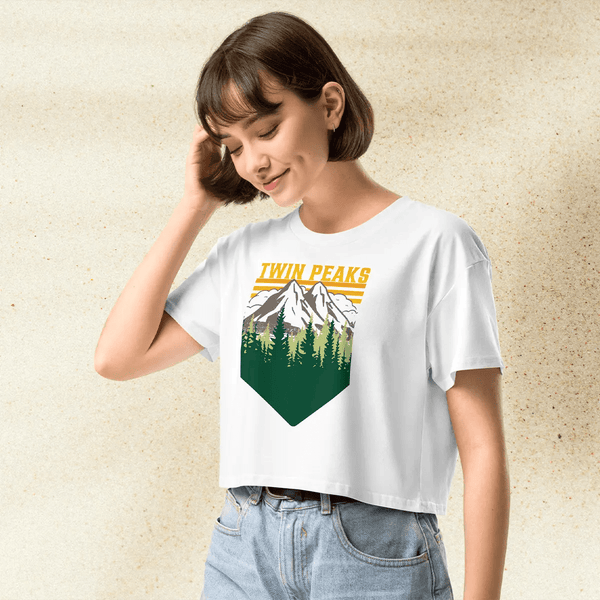 Twin Peaks Mountain Logo Crop Top | Retro 90s TV Series Shirt | David Lynch Aesthetic Graphic Tee - BestShirtz