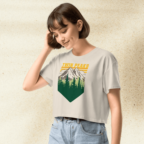 Twin Peaks Mountain Logo Crop Top | Retro 90s TV Series Shirt | David Lynch Aesthetic Graphic Tee - BestShirtz