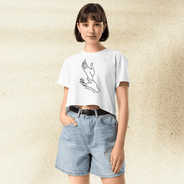 Twin Peaks Hand Meanwhile Crop Top | David Lynch Cult Classic Shirt | Surreal 90s TV Series Graphic Tee - BestShirtz