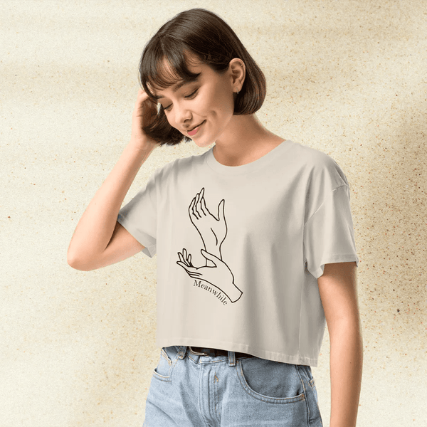 Twin Peaks Hand Meanwhile Crop Top | David Lynch Cult Classic Shirt | Surreal 90s TV Series Graphic Tee - BestShirtz