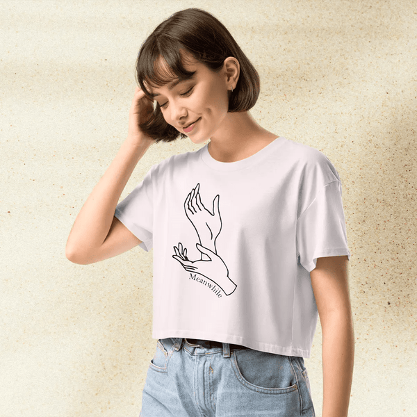 Twin Peaks Hand Meanwhile Crop Top | David Lynch Cult Classic Shirt | Surreal 90s TV Series Graphic Tee - BestShirtz
