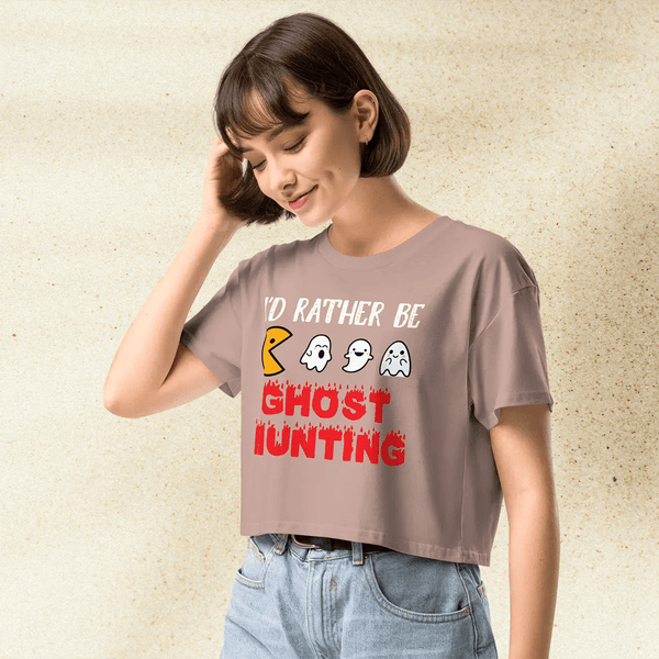 Pac - Man Ghost Hunting Crop Top | Retro Arcade Graphic Y2K Aesthetic Crop Tee - bestshirtz