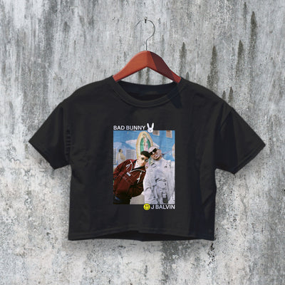 Bad Bunny Crop Top J Balvin & Bad Bunny Crop Tee Fan Latin Rapper Shirt