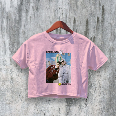 Bad Bunny Crop Top J Balvin & Bad Bunny Crop Tee Fan Latin Rapper Shirt