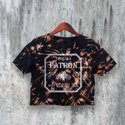 Patron Tequila Crop Top Made in Mexico Crop Tee Bottle Graphic Shirt