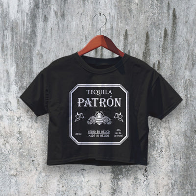 Patron Tequila Crop Top Made in Mexico Crop Tee Bottle Graphic Shirt