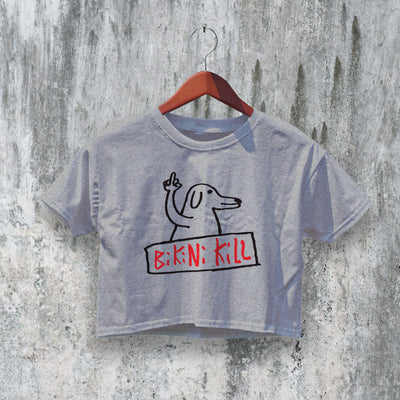 Bikini Kill Crop Top Middle Finger Dog Crop Tee Rock Band Feminist Shirt