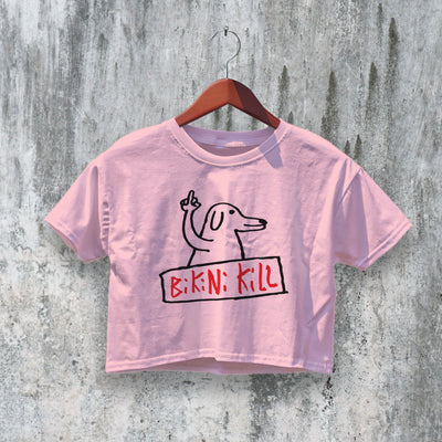 Bikini Kill Crop Top Middle Finger Dog Crop Tee Rock Band Feminist Shirt