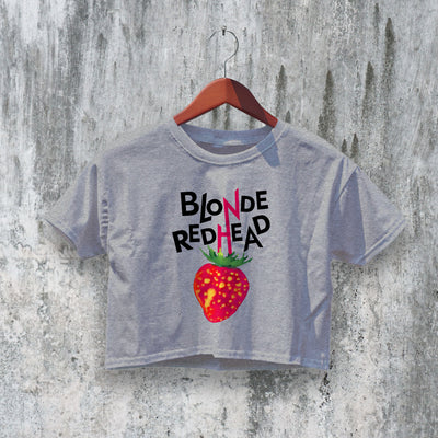 Blonde Redhead Crop Top Sit Down for Dinner Crop Tee Fan Band Logo Shirt