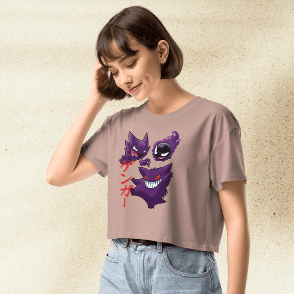Pokemon Gengar Ghost Gang Crop Top | Gastly Haunter Gengar Anime Graphic Y2K Crop Tee - bestshirtz