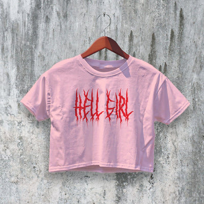 Y2K Crop Top Gothic Crop Tee Hell Girl Shirt Dark Aesthetic Y2K Fashion