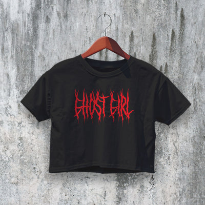 Y2K Crop Top Gothic Crop Tee Ghost Girl Shirt Black Aesthetic Y2K Fashion