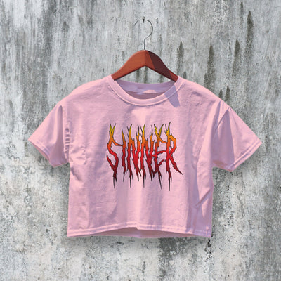 Y2K Crop Top Sinner Girl Crop Tee Gothic Shirt Goth Aesthetic Y2K Fashion