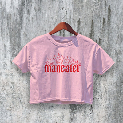 Y2K Crop Top Maneater Crop Tee Gothic Shirt Girly Aesthetic Y2K Fashion